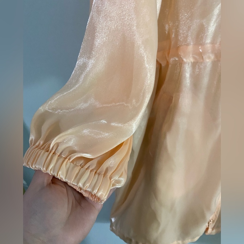 Future Collective - Peach Cinched Waist Hooded Parka Organza Jacket - Picture 10 of 14